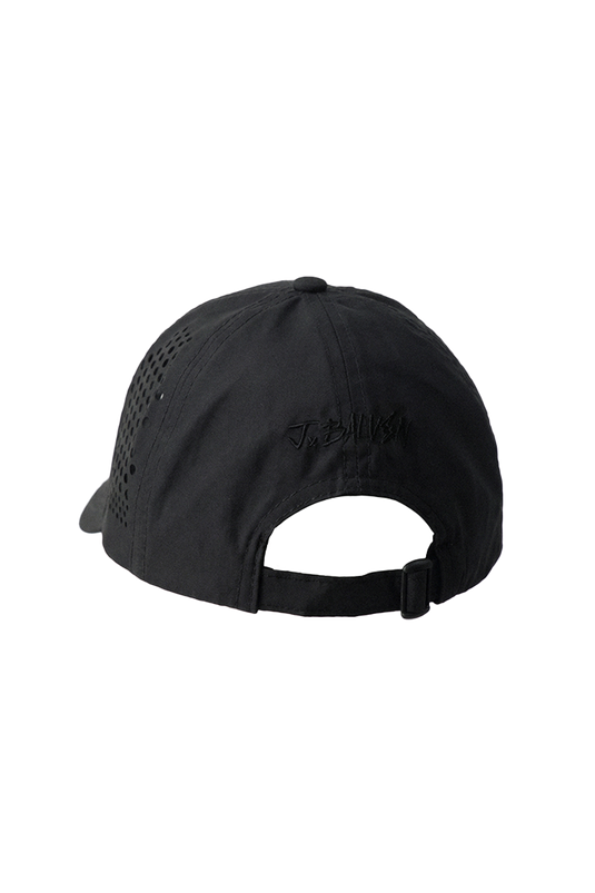 J BALVIN LASER CUT 6 PANEL CAP BLACK