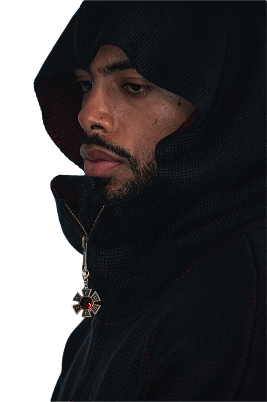 OMERTA BLAKC KNITTED ZIP HOODIE
