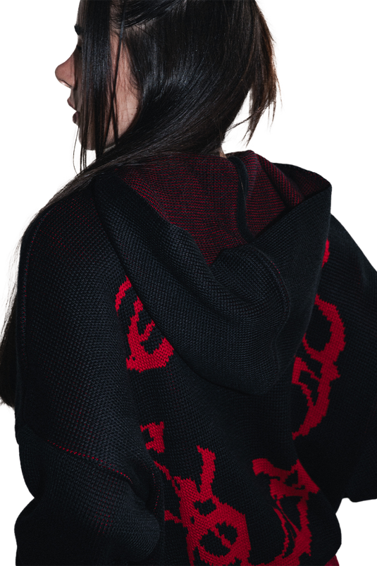 OMERTA BLAKC KNITTED ZIP HOODIE