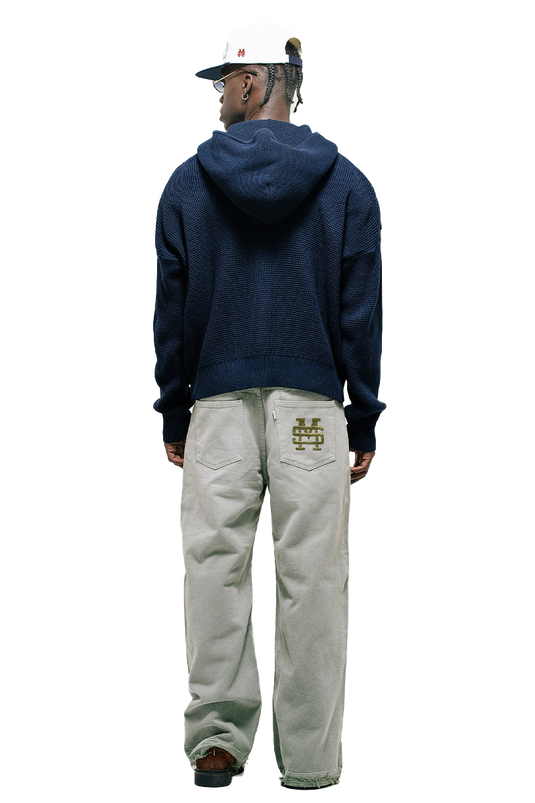 ZIP KNITWEAR HOODIE | AZUL NAVY