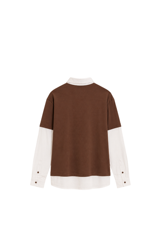 SBQ NC26M CREAM/BROWN LAYERED POLO MEN