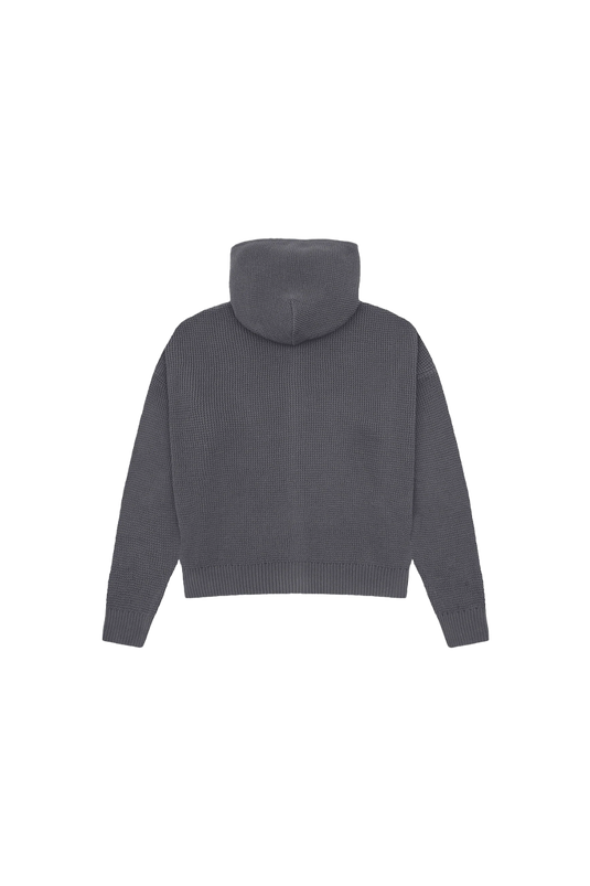 ZIP KNITWEAR HOODIE – GRIS RATON