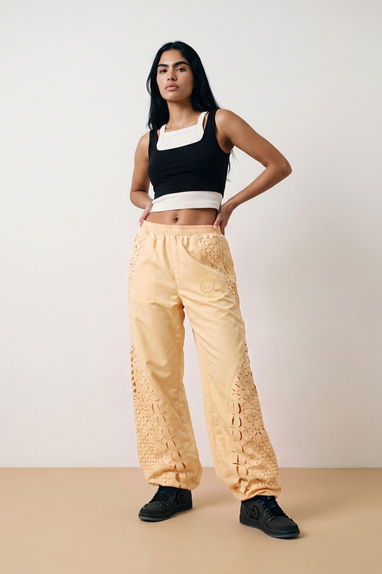 J BALVIN CROC LASER CUT TRACK PANTS YELLOW