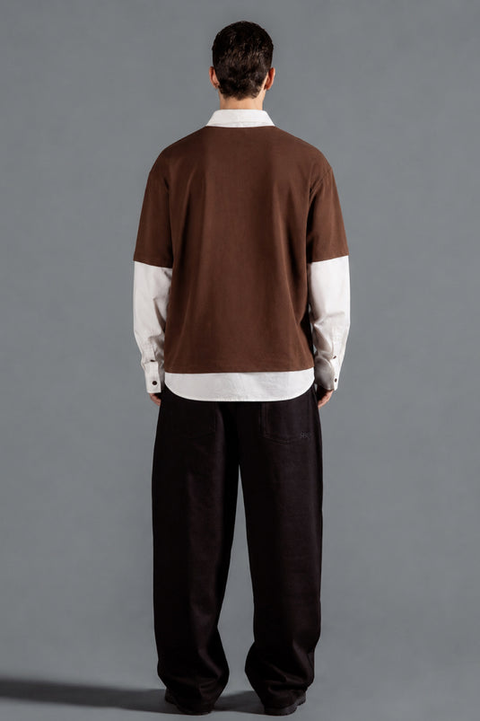 SBQ NC26M CREAM/BROWN LAYERED POLO MEN