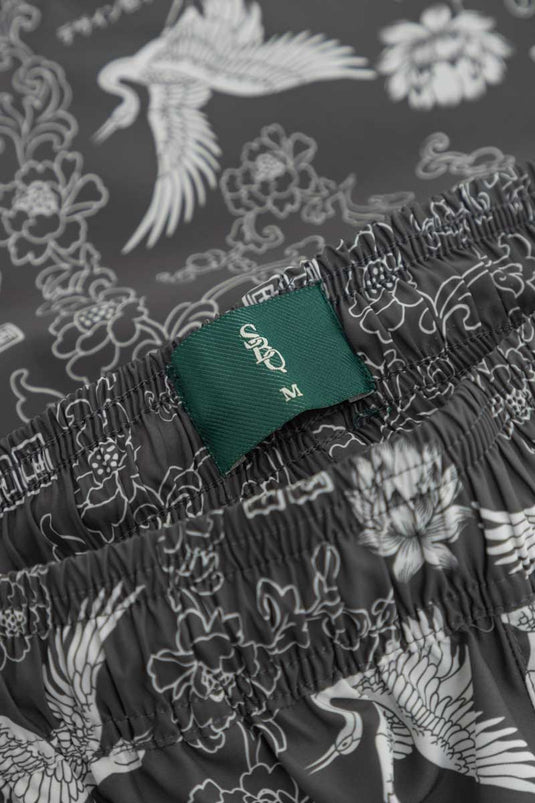 SBQ M SHIBUI FUJIN PRINT BLACK SWINPANT