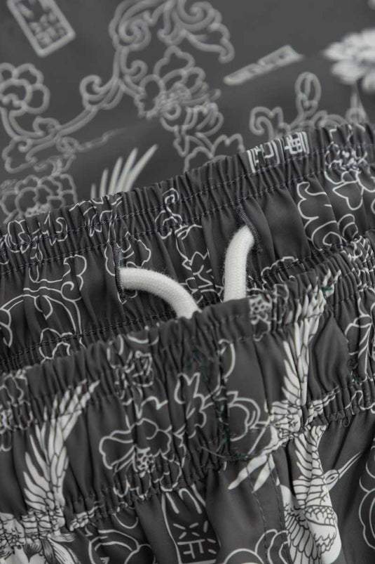 SBQ M SHIBUI FUJIN PRINT BLACK SWINPANT