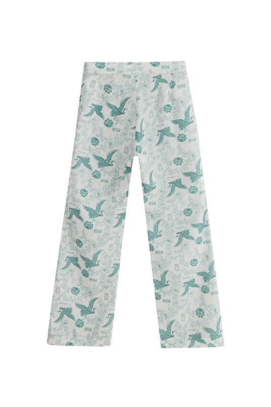 SBQ W SHIBUI  FUJIN PRINT AQUAMARINA PANTS