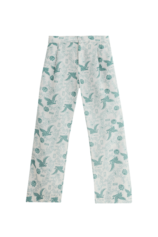 SBQ W SHIBUI  FUJIN PRINT AQUAMARINA PANTS