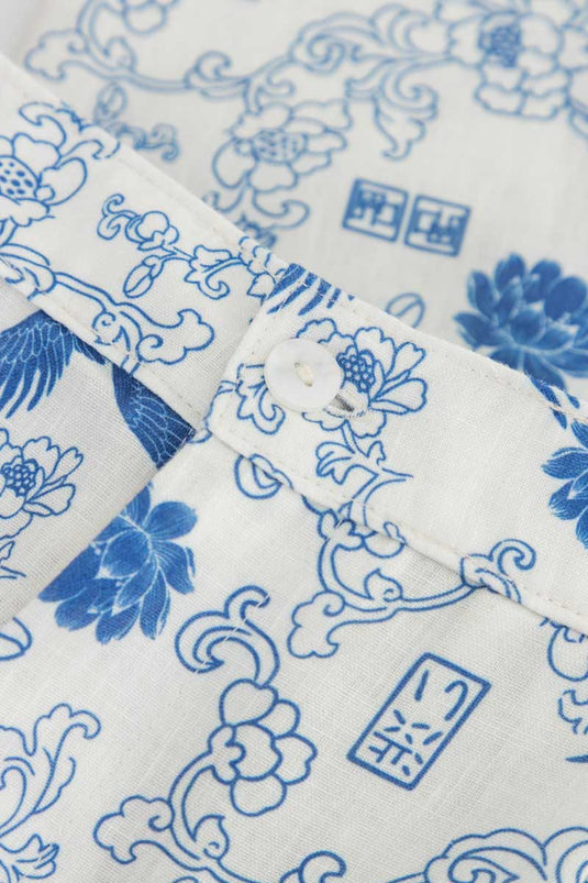 SBQ W SHIBUI  FUJIN PRINT BLUE PANTS