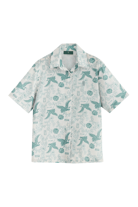 SBQ W SHIBUI  FUJIN PRINT AQUAMARIN SHIRT