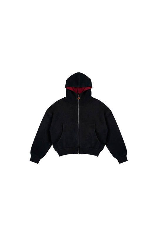 OMERTA BLAKC KNITTED ZIP HOODIE