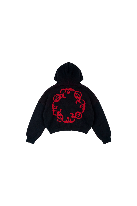 OMERTA BLAKC KNITTED ZIP HOODIE