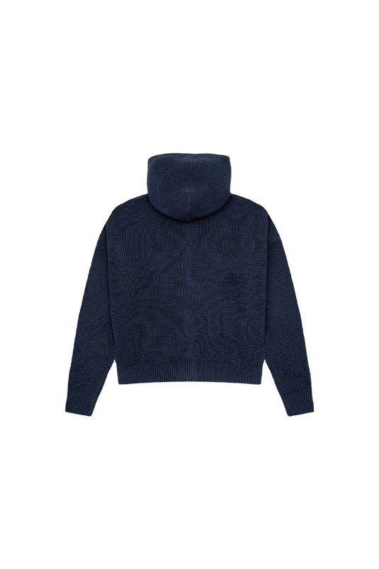 ZIP KNITWEAR HOODIE | AZUL NAVY