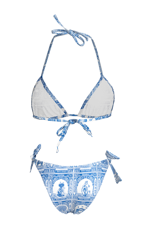 W.G Bikini Triangle Cup Panty Bows Blue SBQ