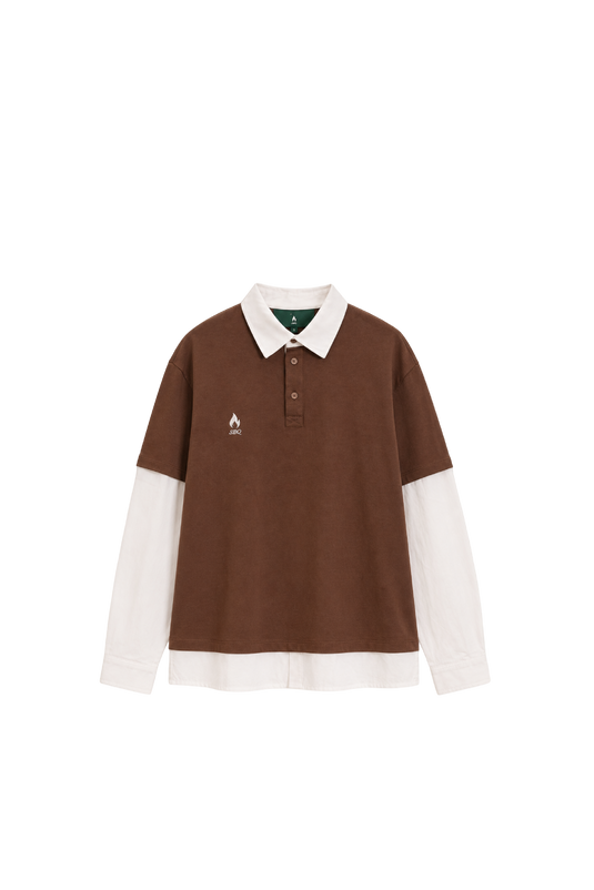 SBQ NC26M CREAM/BROWN LAYERED POLO MEN