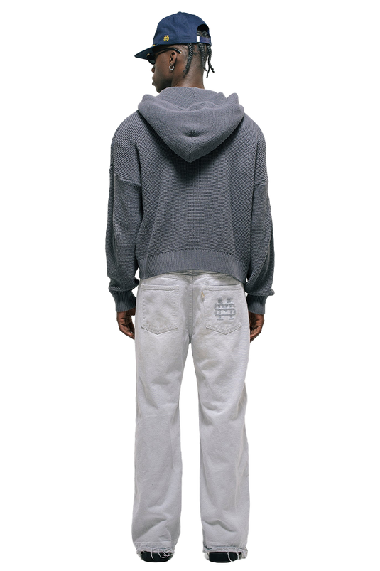 ZIP KNITWEAR HOODIE – GRIS RATON