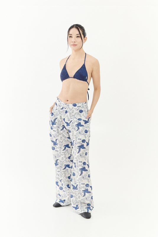 SBQ W SHIBUI  FUJIN PRINT BLUE PANTS