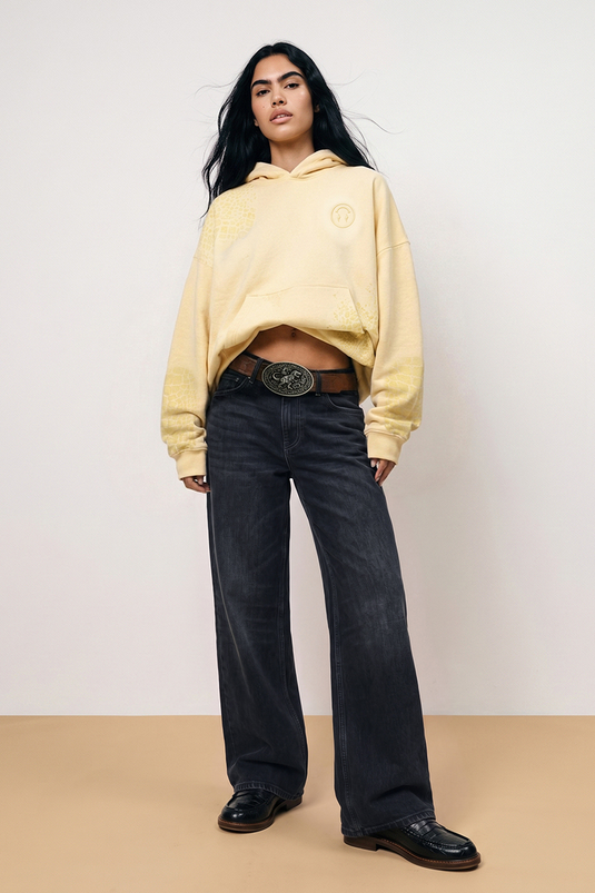 J BALVIN EMBROIDERED CROCODILE HOODIE YELLOW