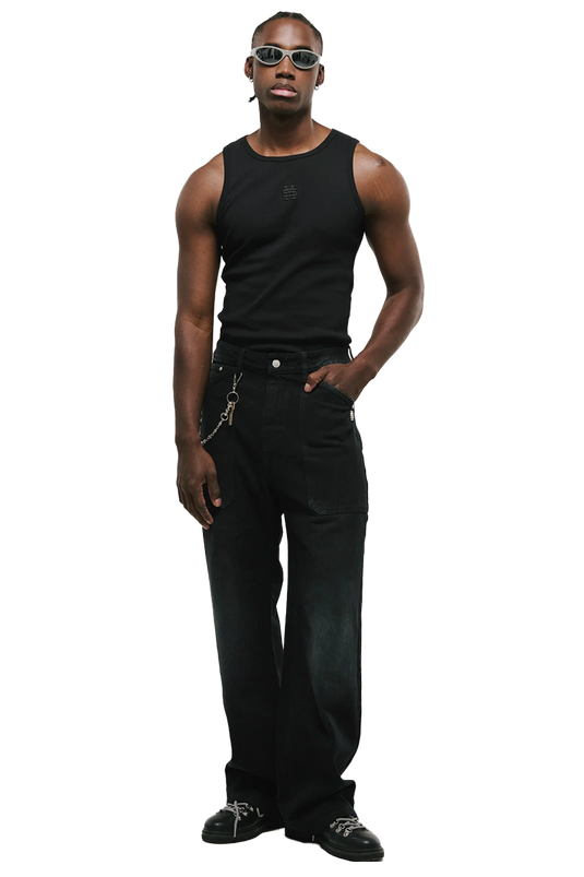 POCKET STRAIGHT PANTS | NEGRO DESGASTADO