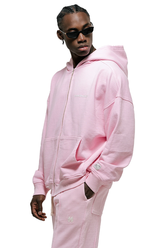 ZIP HOODIE OVERSIZED BÁSICO V3 | ROSADO PASTEL