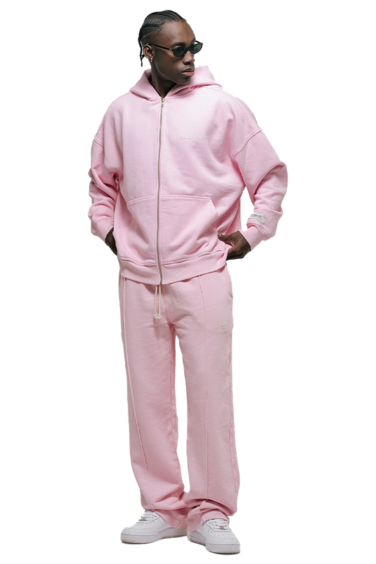 ZIP HOODIE OVERSIZED BÁSICO V3 | ROSADO PASTEL